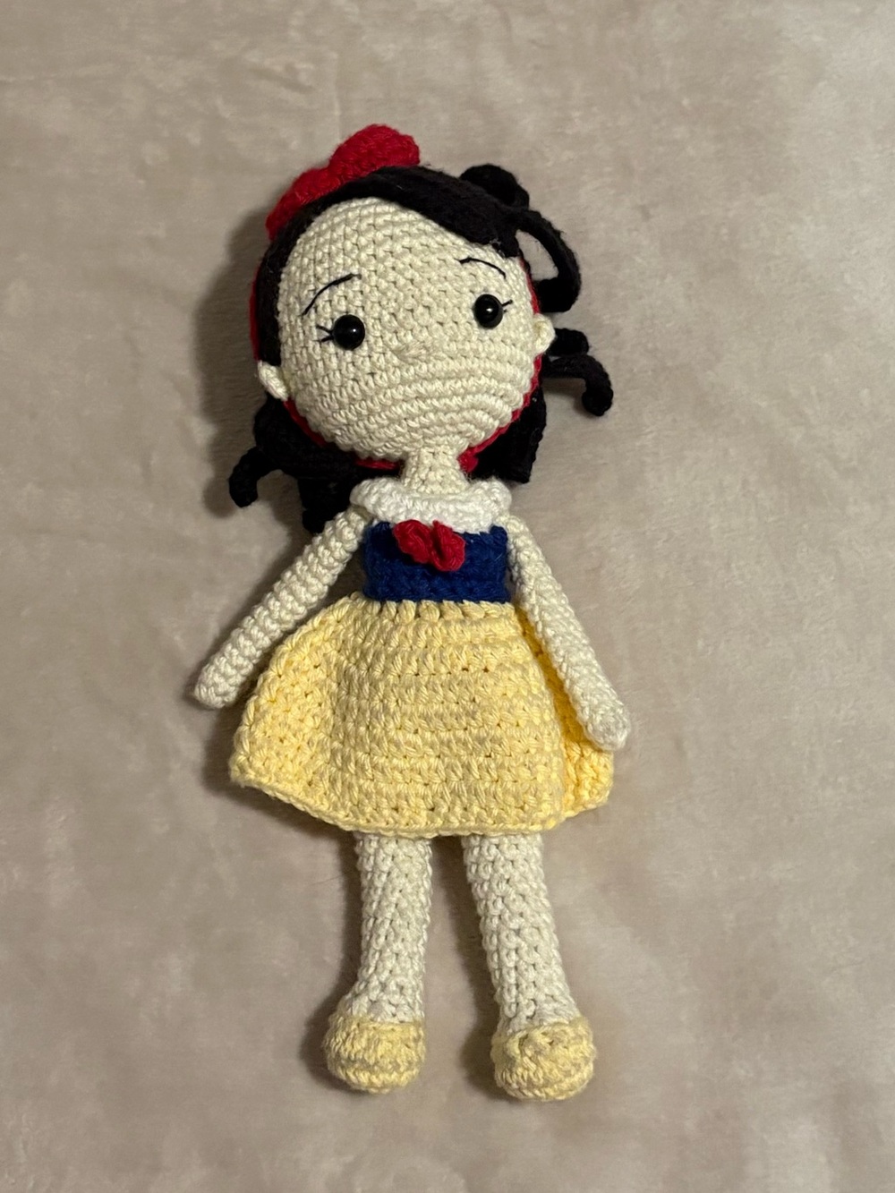 Yellow Crochet Snow White Doll Plush Toy for Kids